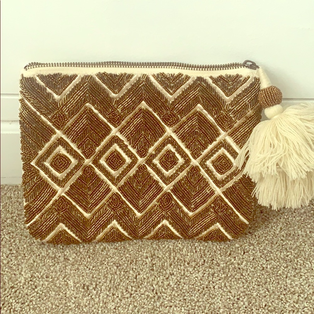 Gold beaded clutch